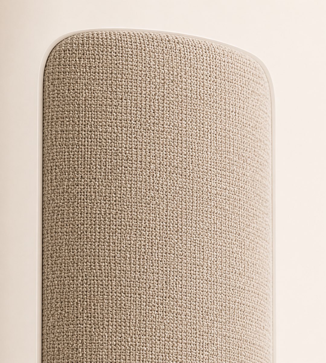 Close-up of the soft woven fabric front panel the warm air flows through